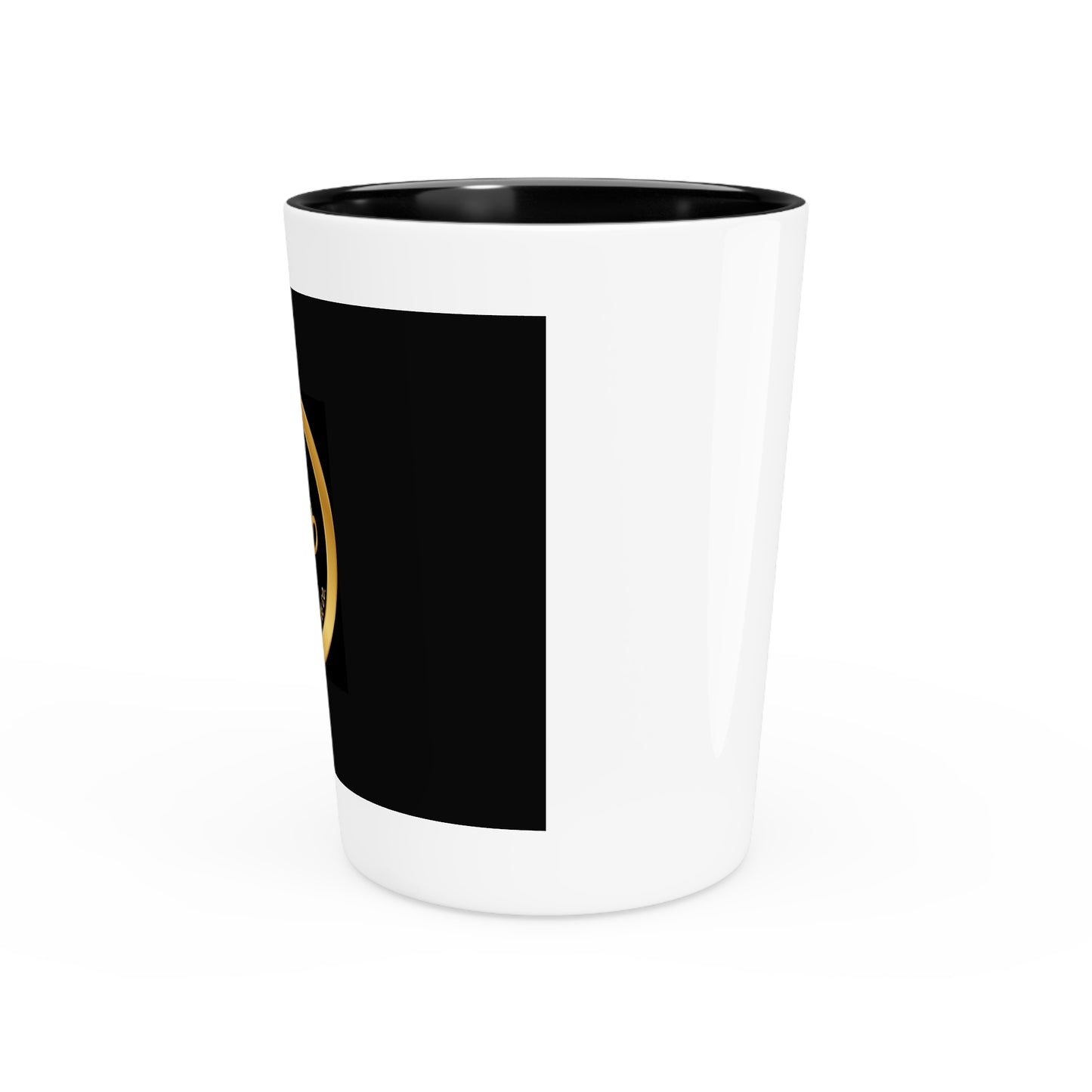 Gold Coffee Logo Shot Glass — Espresso Bar & Morning Wake-Up Shooter