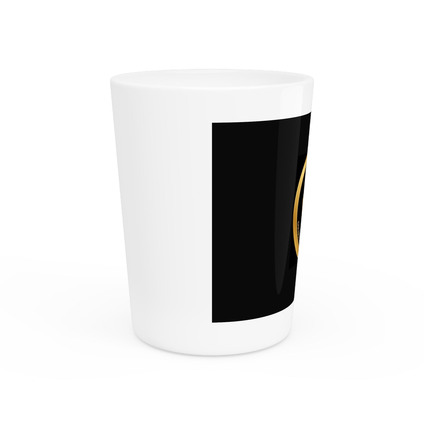 Gold Coffee Logo Shot Glass — Espresso Bar & Morning Wake-Up Shooter