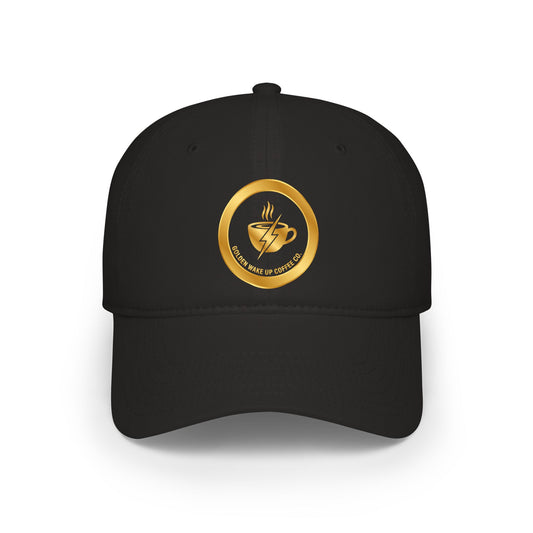 Coffee Club Low Profile Baseball Cap - Gold Coffee Emblem