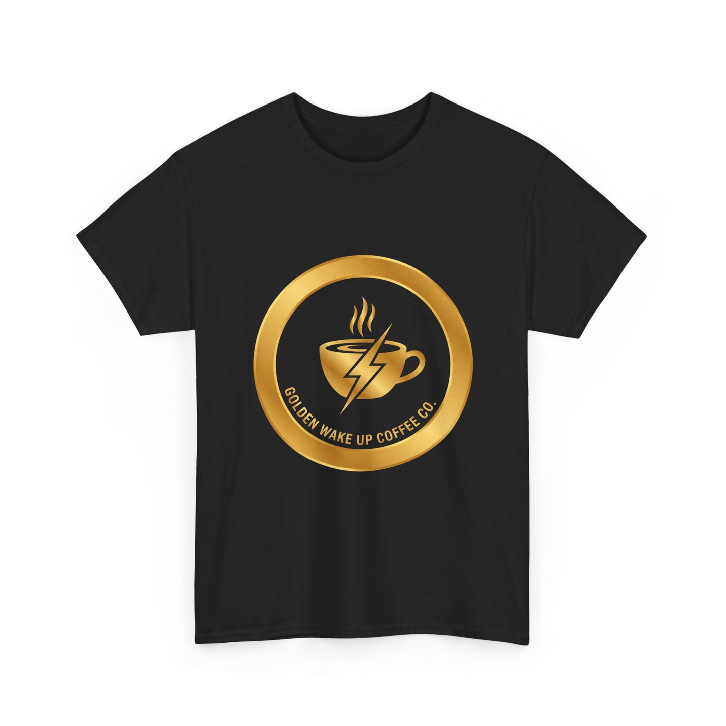 Golden Wake Up Coffee Co. Graphic Tee — Coffee Lover's Logo Shirt