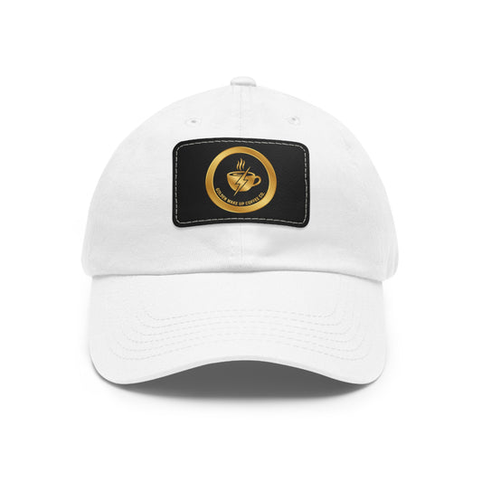 Coffee Lover Leather Patch Dad Hat — Gold Emblem Casual Cap
