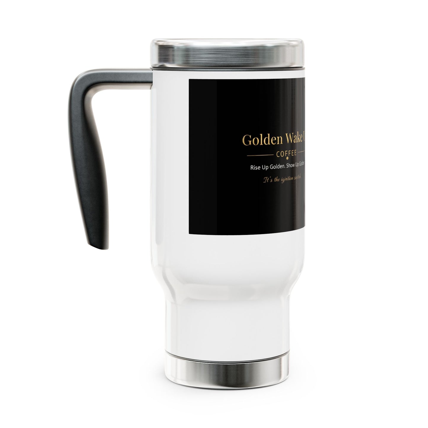 Travel Mug — "Golden Wake Up" Coffee Stainless Steel 14oz