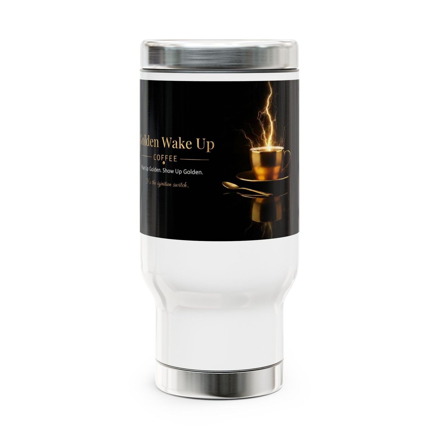 Travel Mug — "Golden Wake Up" Coffee Stainless Steel 14oz