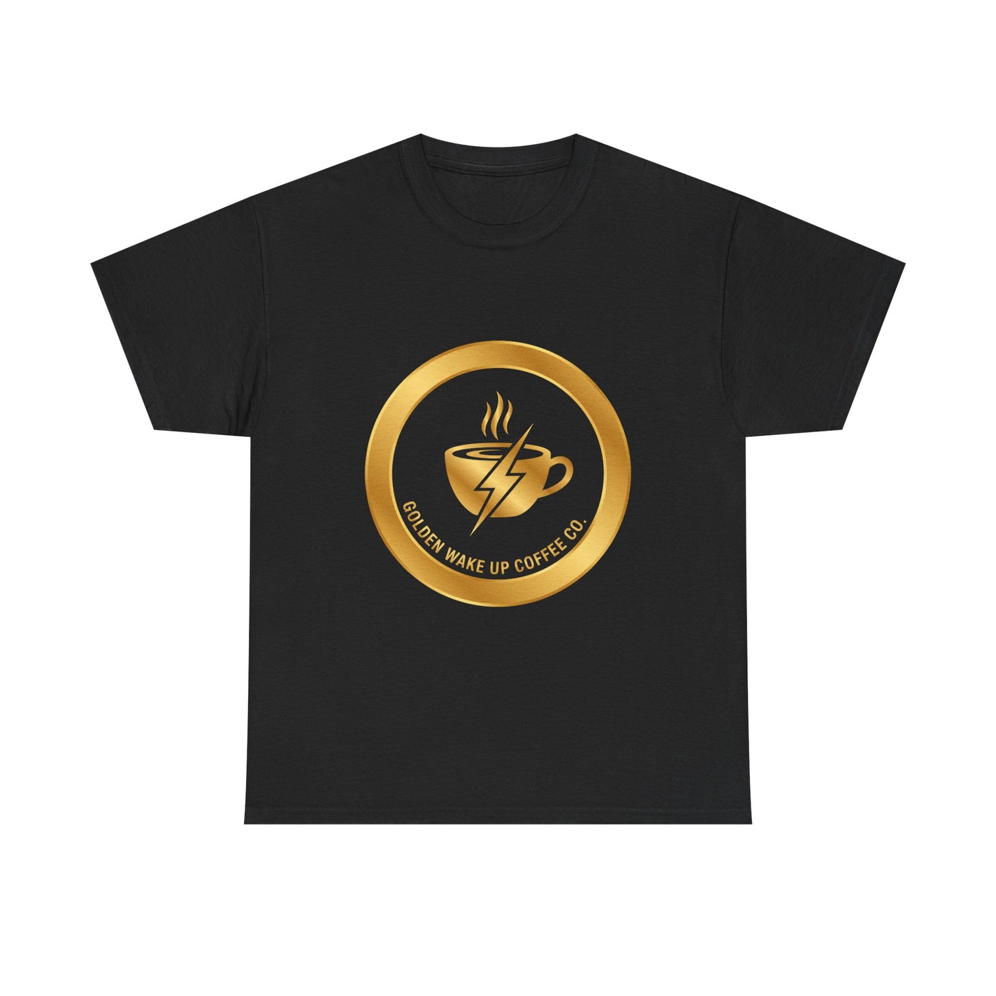 Golden Wake Up Coffee Co. Graphic Tee — Coffee Lover's Logo Shirt