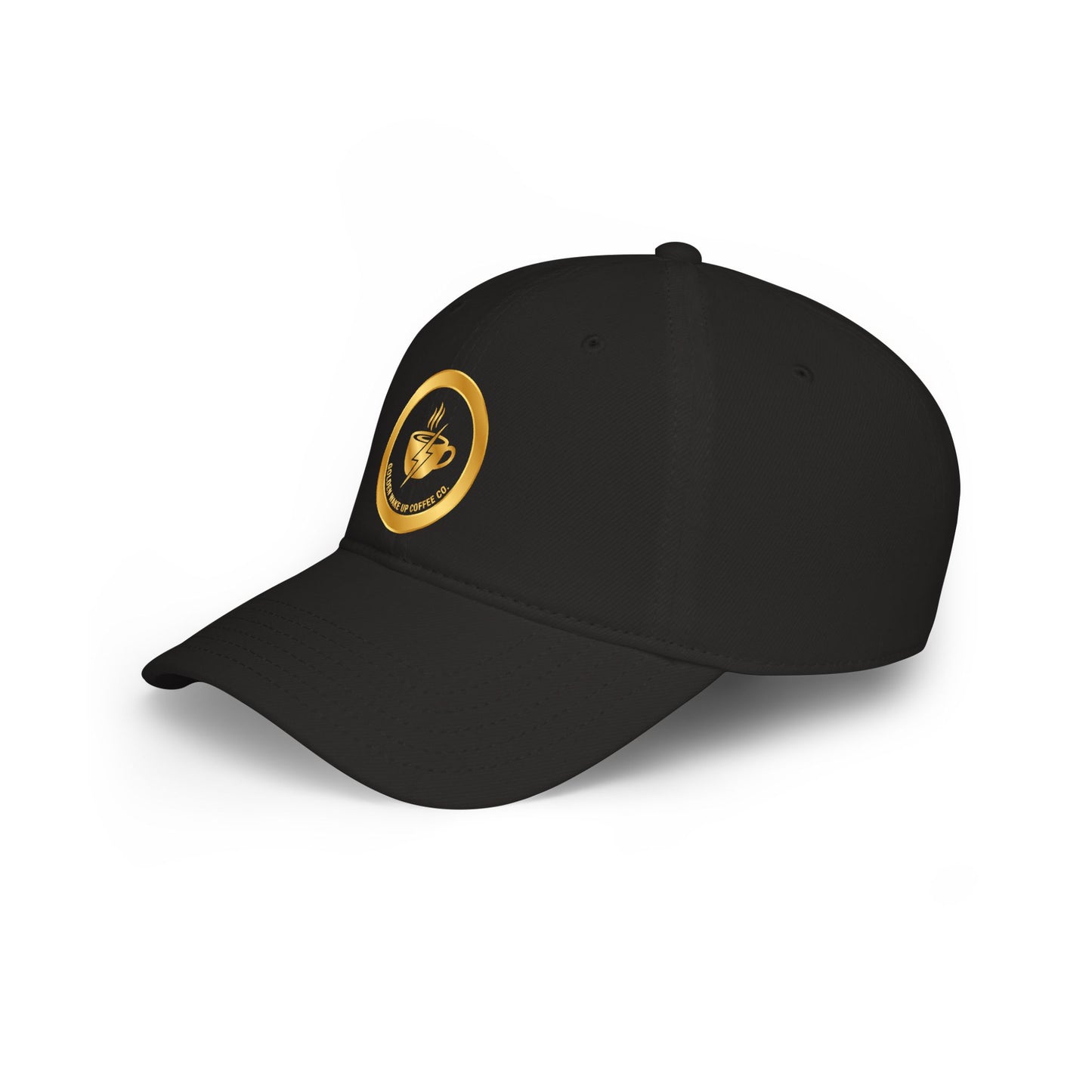 Coffee Club Low Profile Baseball Cap - Gold Coffee Emblem