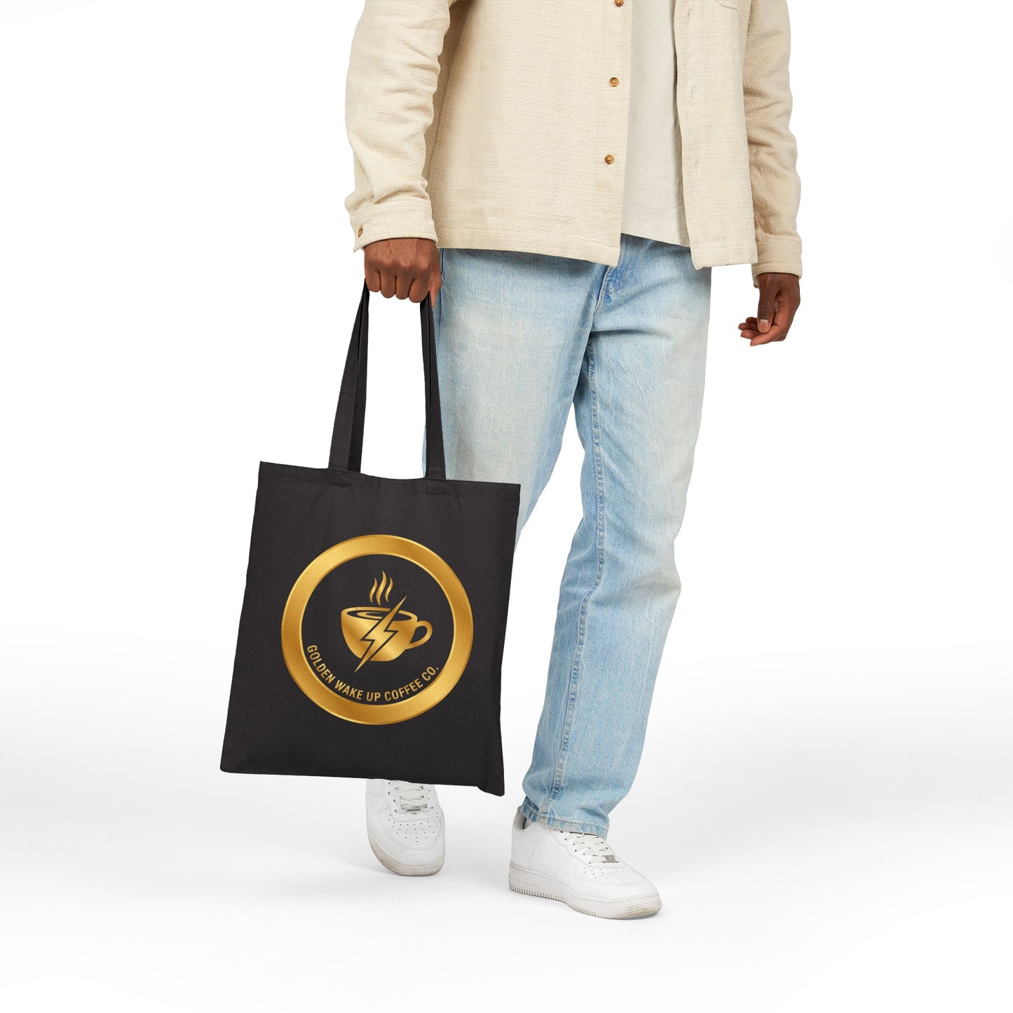 Tote Bag — Golden Wake Up Coffee Co. Logo Canvas Tote