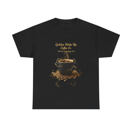 Coffee T-Shirt — "Golden Wake Up Coffee Co." Vintage Cup & Beans Tee