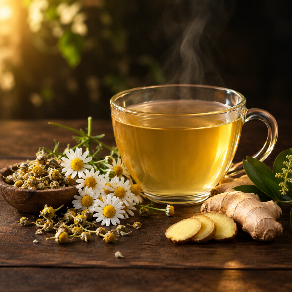 Chamomile Ginger herbal tea lifestyle image