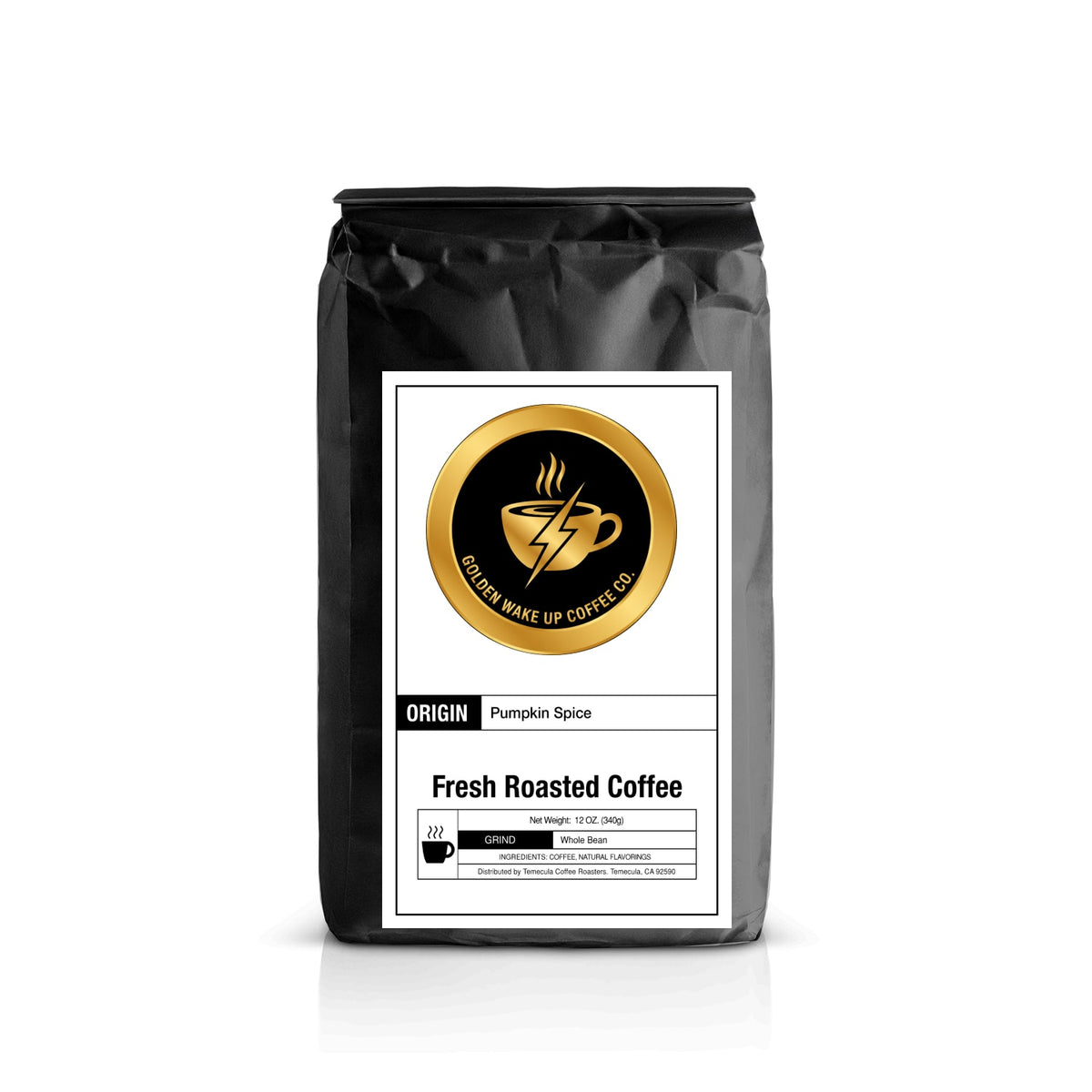 Bag of Golden Wake Up Coffee Co. Pumpkin Spice coffee